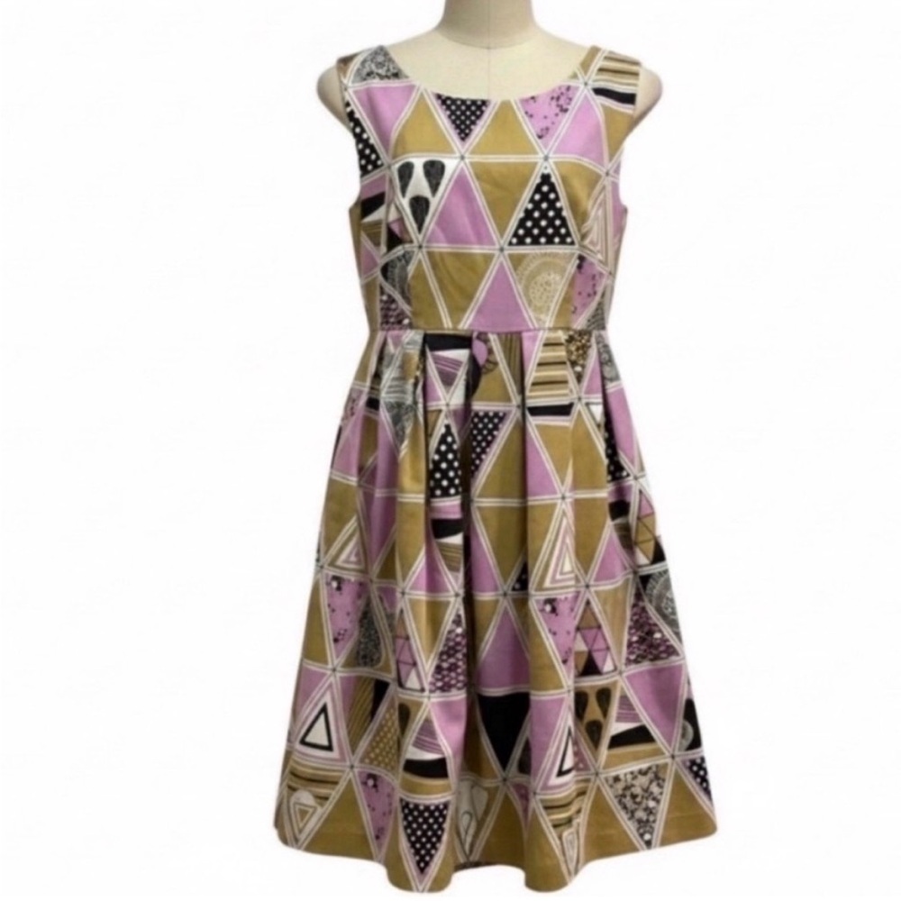ModCloth Dear Creatures A-line
Geometric Print Dress Retro Mod -XS-EUC